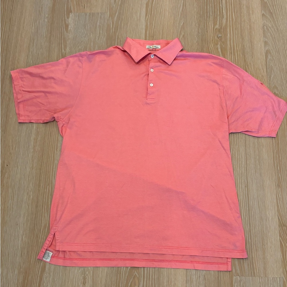 Men’s Peter Millar Coral Striped Polo Size XL